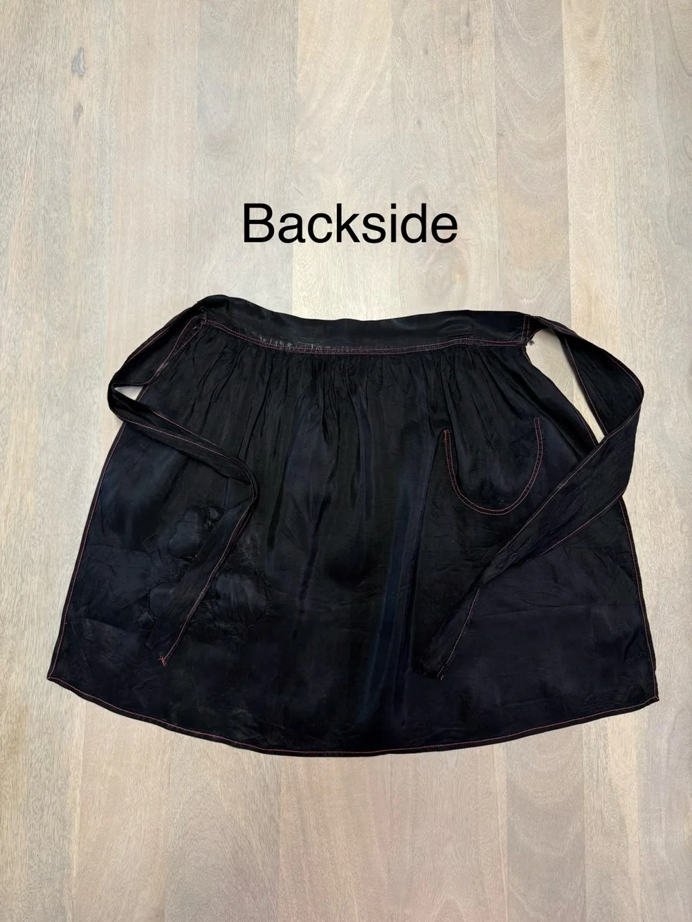 Vintage Apron 1950/60’s Black Hostess Half Red Roses Appliqués Single Pocket